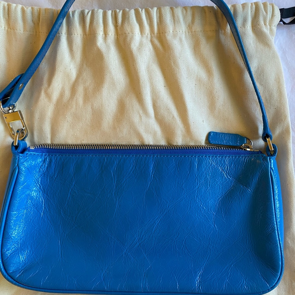 By Far Rachel Blue Patent Leather Bag